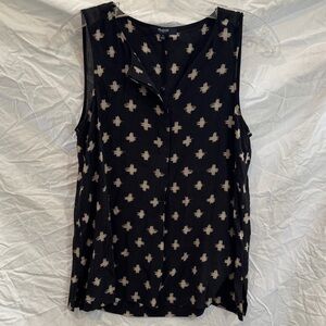 Madewell black and Cream Patterned Sleeveless Top